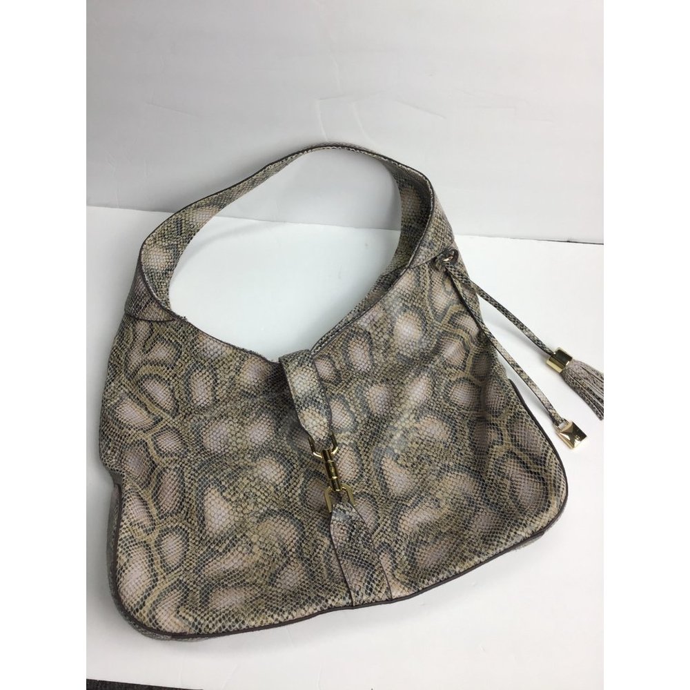 G.I.L.I.-Snakeskin Embossed Soft Leather Shoulder Bag.